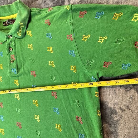 Vintage COOGI Sz XL Polo Shirt Y2K 90s Retro Embroidered Logo All Over Green - Picture 14 of 15